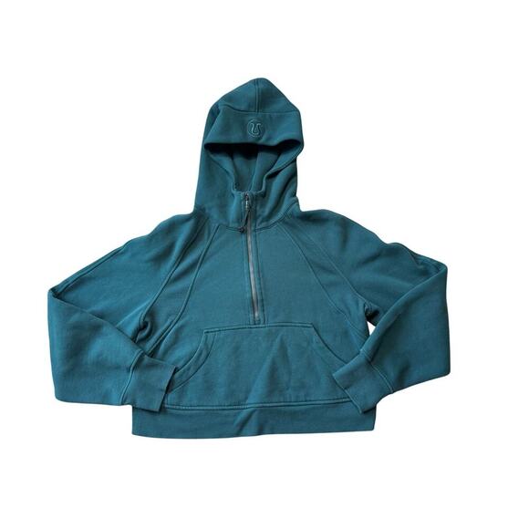 LULULEMON Oversized 1/2 zip hoodie. Cropped Sweatshirt, size XS/S; Green/Teal - Picture 1 of 12